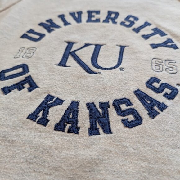 Oat / Cream University of Kansas Jayhawks Crewneck Sweatshirt Medium - Picture 4 of 5